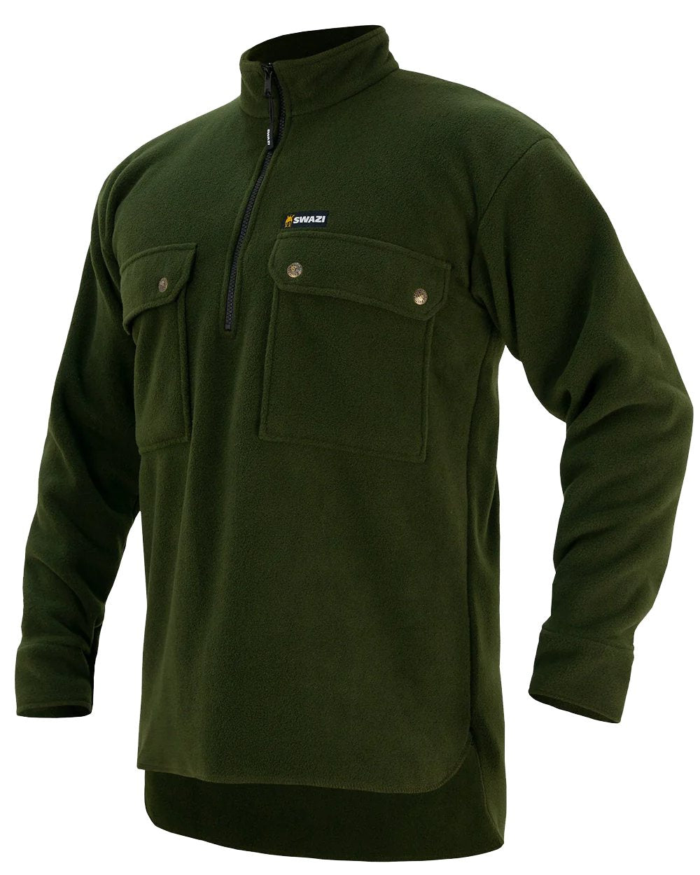 Olive Coloured Swazi Back 40 Shirt on white background 