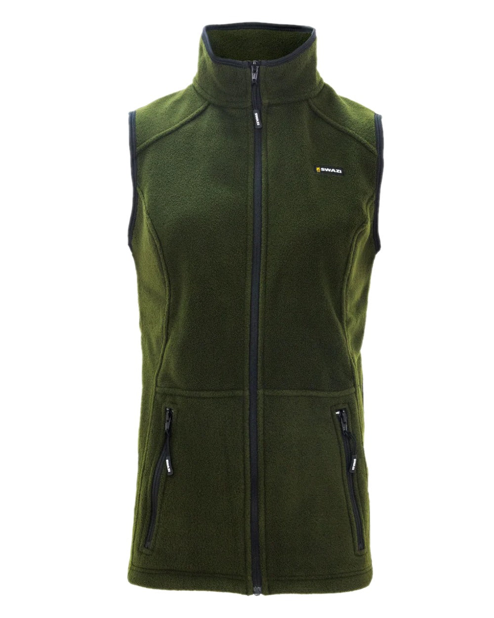 Olive Coloured Swazi Catlin Vest on white background 
