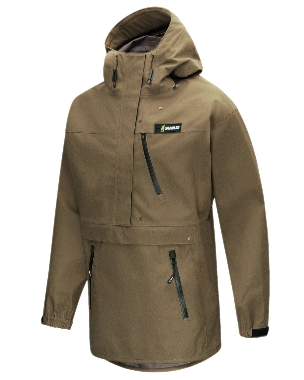 European Olive Coloured Swazi Kagoule Smock on white background 