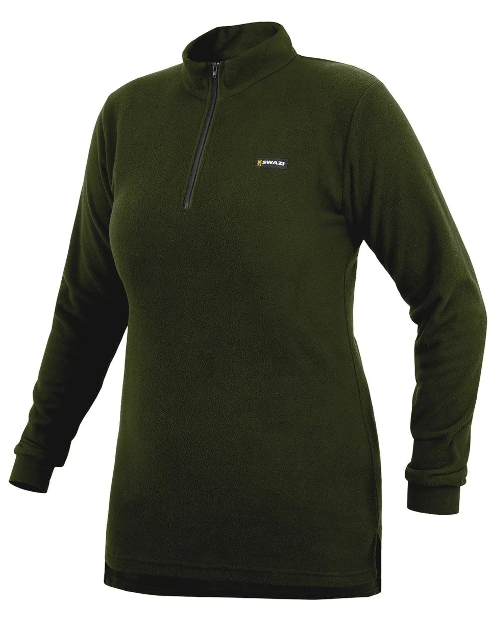 Olive Green coloured Swazi Leithen Top on white background 