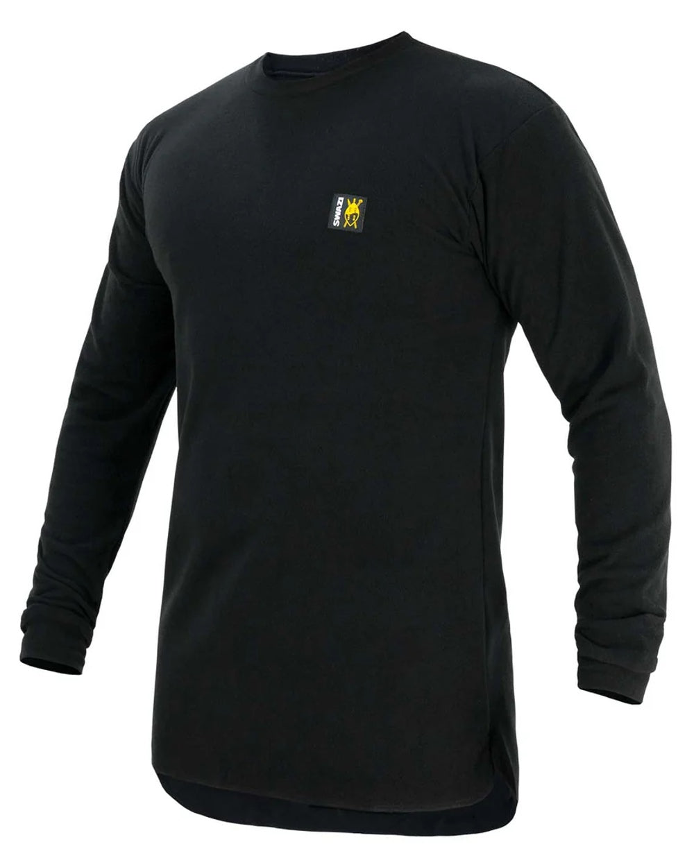 Black Coloured Swazi Long Sleeve Micro Top on white background 