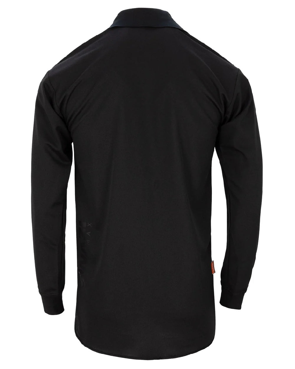 Black coloured Swazi Mens Climb Max Long Sleeve Polo Shirt on white background 