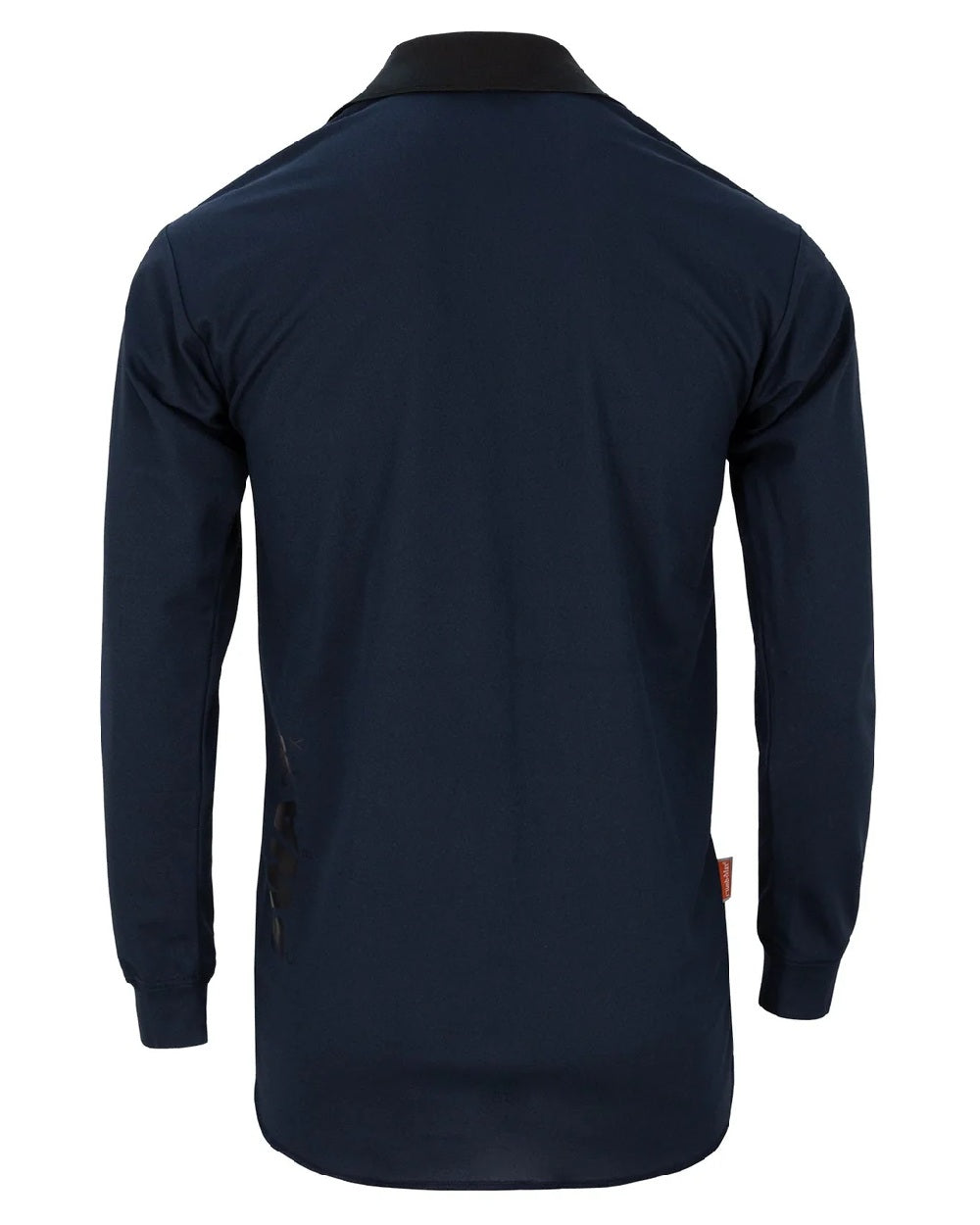 Navy coloured Swazi Mens Climb Max Long Sleeve Polo Shirt on white background 