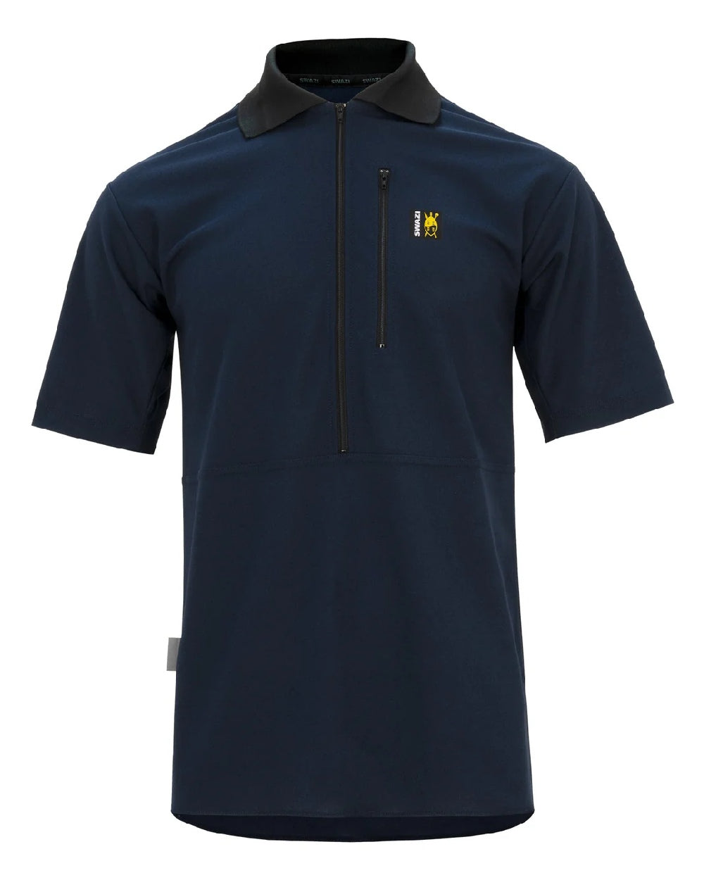 Navy coloured Swazi Mens Climb Max Short Sleeve Polo T-Shirt on white background 