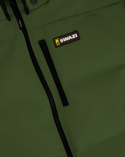 Olive coloured Swazi Mens Jack Frost Insulation Jacket on white background 