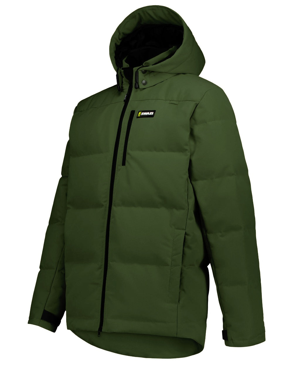 Olive coloured Swazi Mens Jack Frost Insulation Jacket on white background 