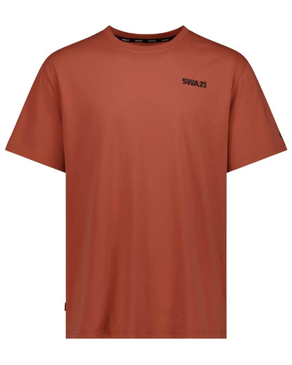 Brick coloured Swazi Mens Pillar Hunting T-Shirt on white background 