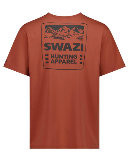 Brick coloured Swazi Mens Pillar Hunting T-Shirt on white background 