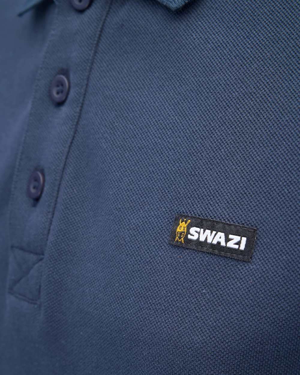 Midnight Colour Swazi Mens Polo Shirt on white background 