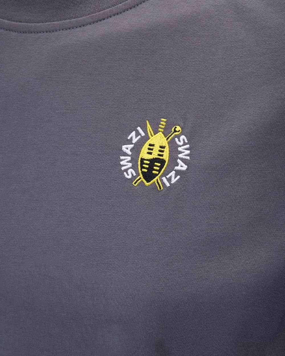 Iron Coloured Swazi Mens Rugger Tee on white background 