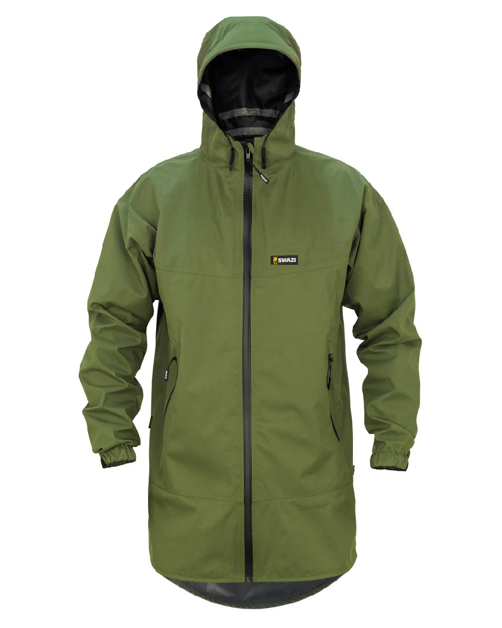 Olive coloured Swazi Mens Sentinel Ultralight Jacket on white background 