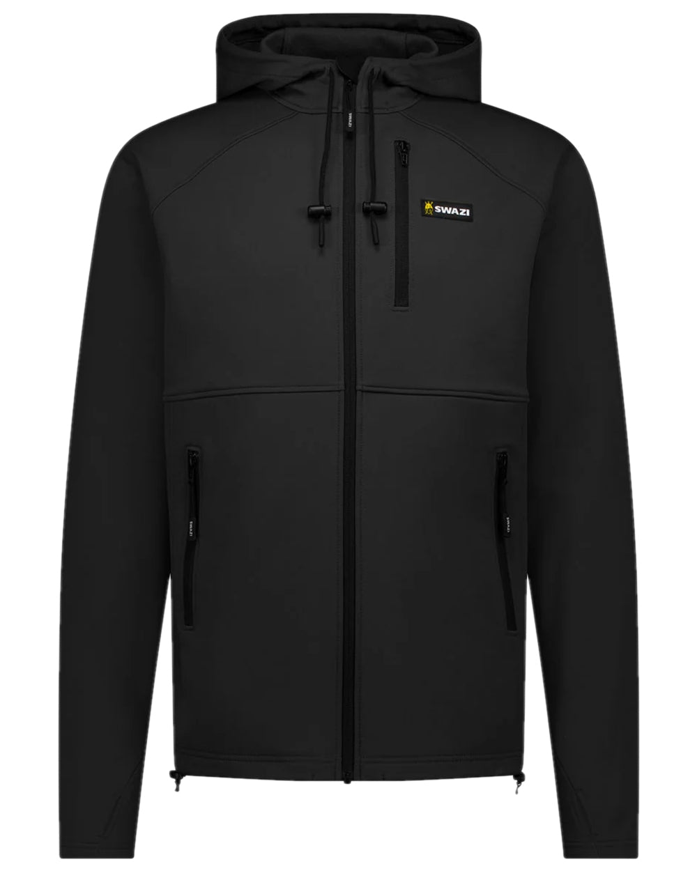 Black Coloured Swazi Mens Stalker Hooded Jacket on white background 