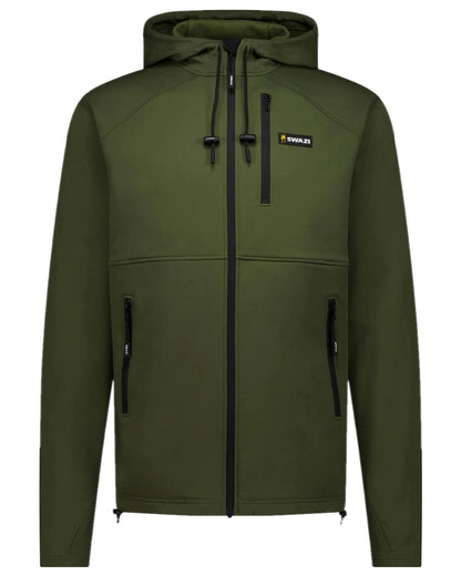 Olive Coloured Swazi Mens Stalker Hooded Jacket on white background 