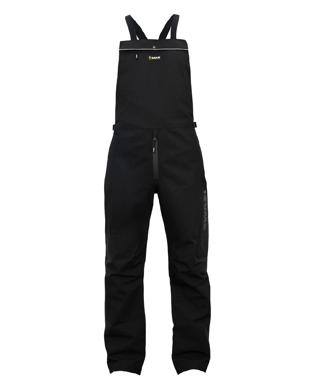 Black coloured Swazi Mens Torrent Bib Overpants on white background 