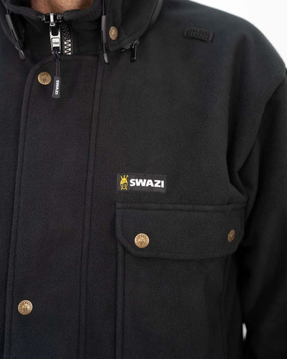 Black coloured Swazi Mens Windriver Jacket on white background 