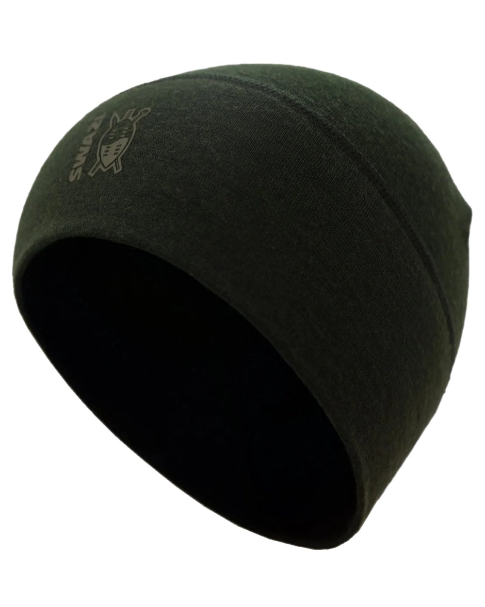 Olive Coloured Swazi Merino Skal Cap on white background 