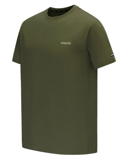 Olive Coloured Swazi Reverse Clan Tee on white background 