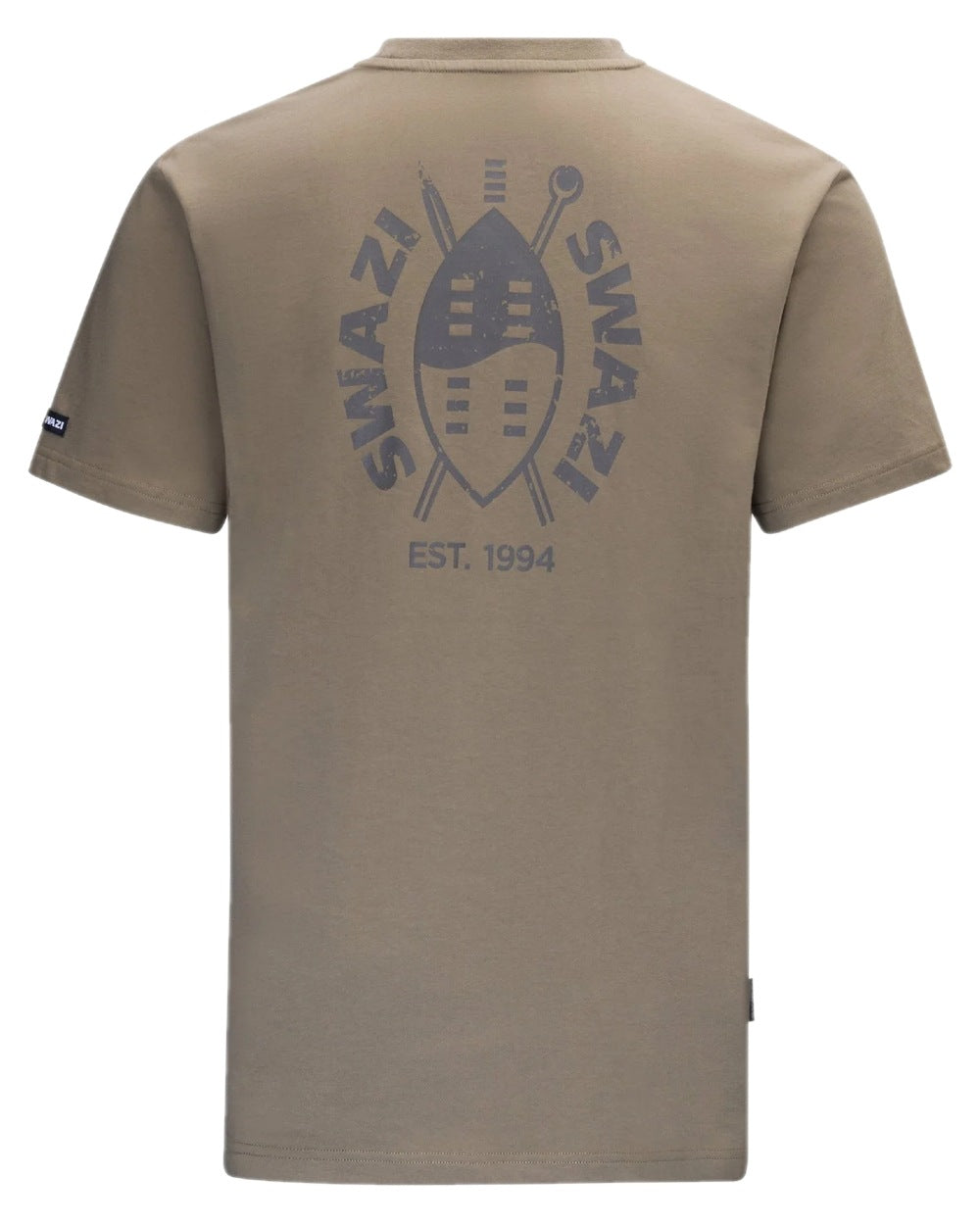 Stone Coloured Swazi Reverse Clan Tee on white background 