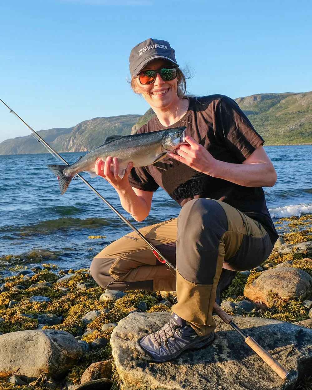 Tussock coloured Swazi Savannah Pants on ocean background 