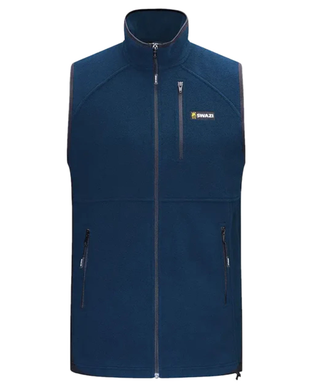 Midnight Coloured Swazi Sherpa Vest on white background 
