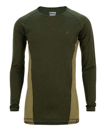 Olive Tussock Coloured Swazi The Hoodoo Long Sleeve T-Shirt On A White Background 