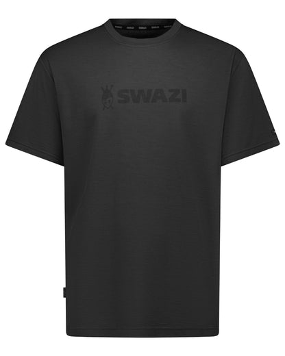 Black coloured Swazi Kaimai Short Sleeve T-Shirt on white background 