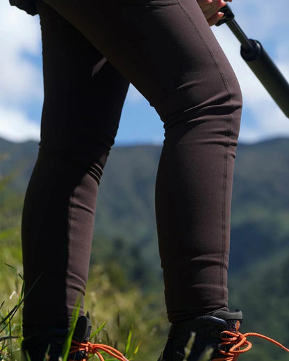Bark coloured Swazi Womens Ionia Tights on mountain background 