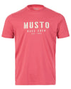 Sweet Raspberry Coloured Musto Mens Classic Short Sleeve T-Shirt On A White Background #colour_sweet-raspberry