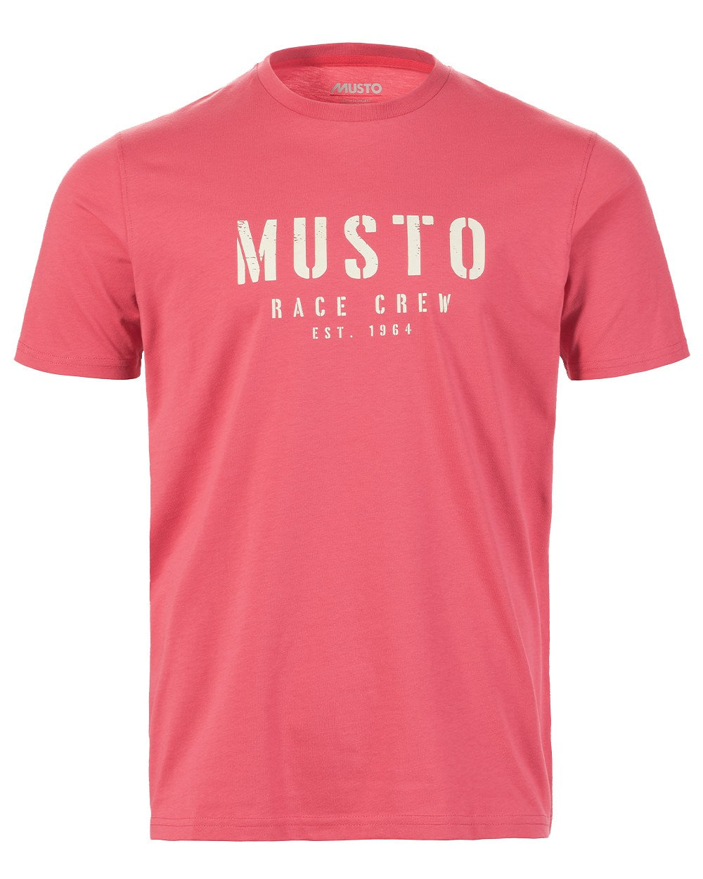 Sweet Raspberry Coloured Musto Mens Classic Short Sleeve T-Shirt On A White Background 