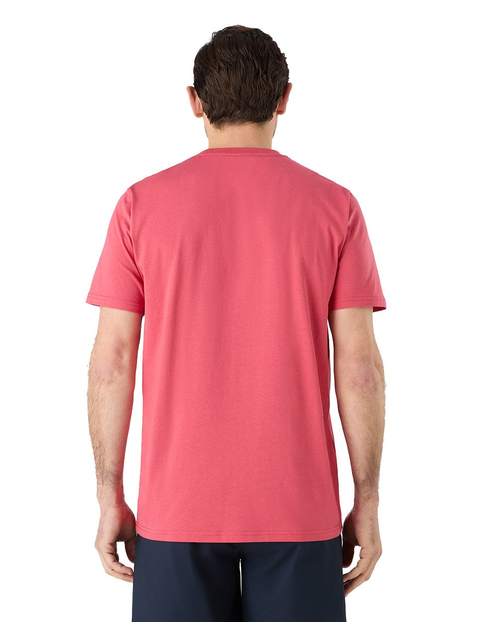 Sweet Raspberry Coloured Musto Mens Classic Short Sleeve T-Shirt On A White Background 