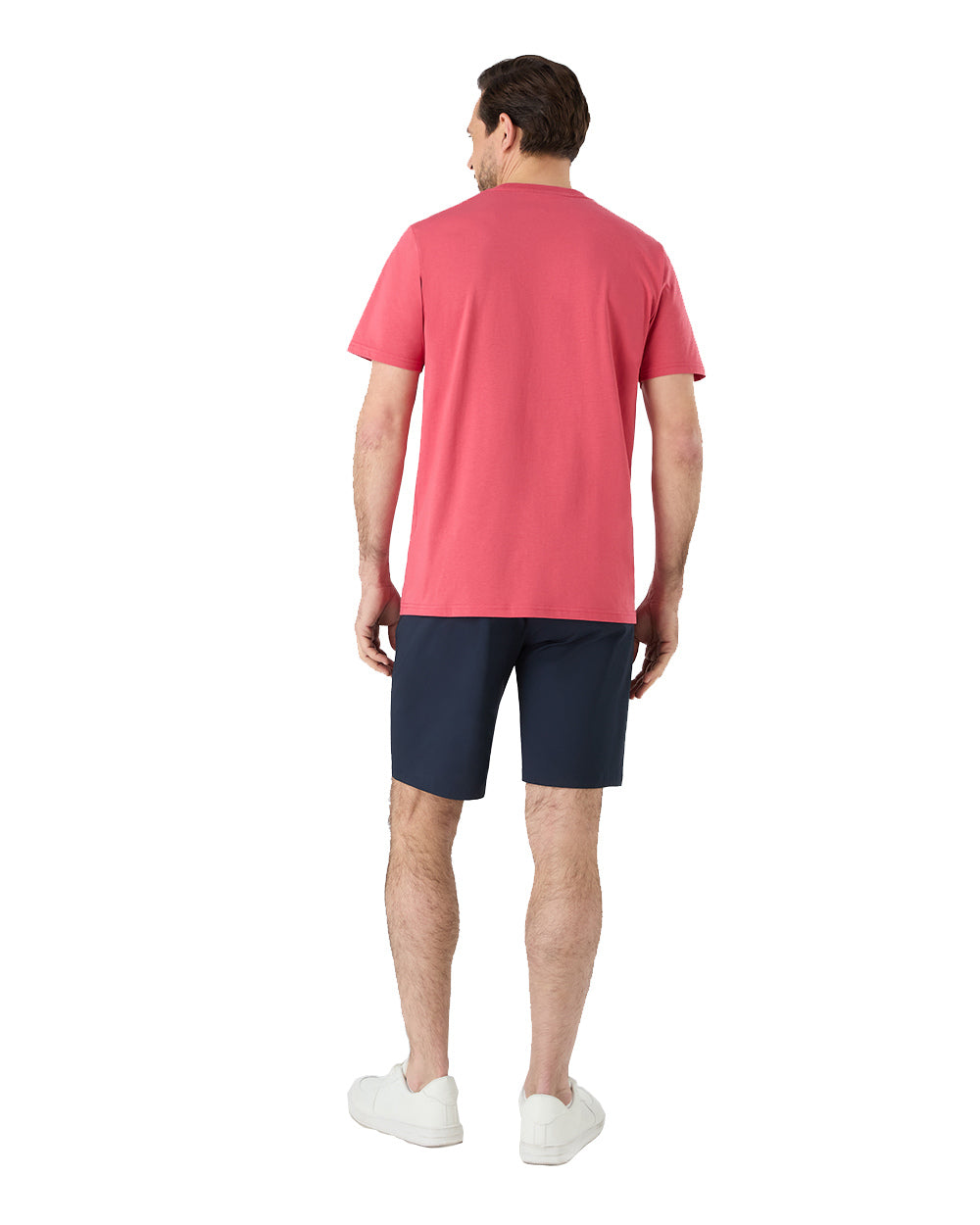 Sweet Raspberry Coloured Musto Mens Classic Short Sleeve T-Shirt On A White Background 