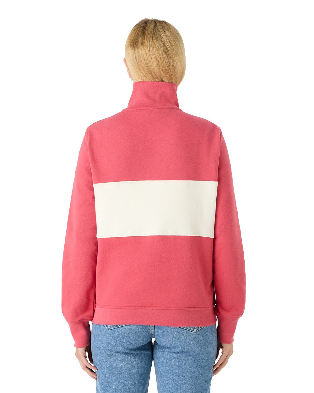 Sweet Raspberry Coloured Musto Womens Classic Half Zip Sweatshirt On A White Background 