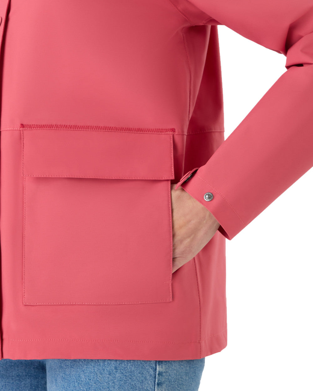 Sweet Raspberry Coloured Musto Womens Classic Shore Waterproof Jacket On A White Background 
