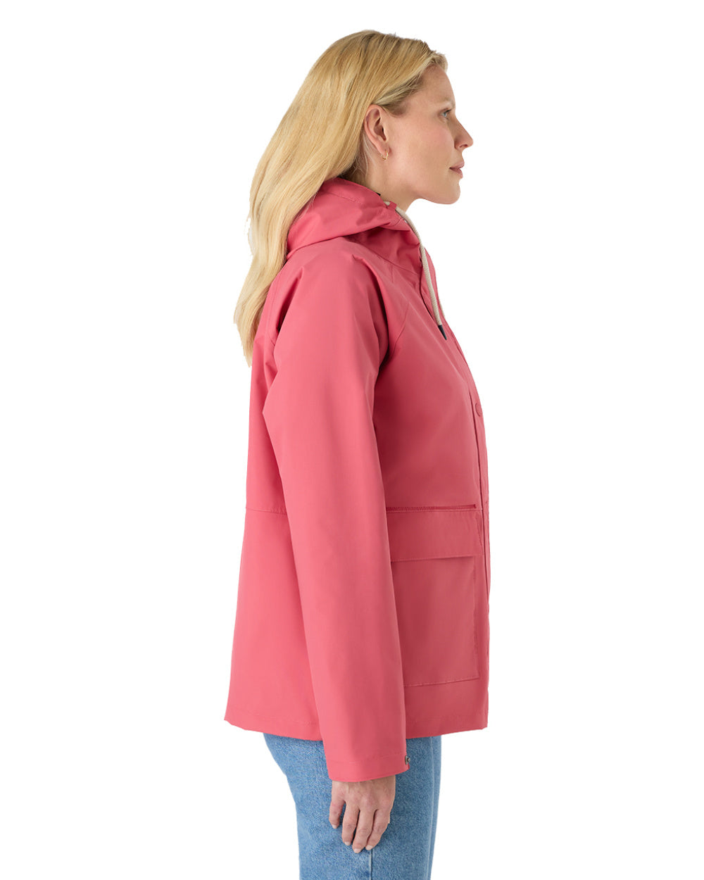 Sweet Raspberry Coloured Musto Womens Classic Shore Waterproof Jacket On A White Background 