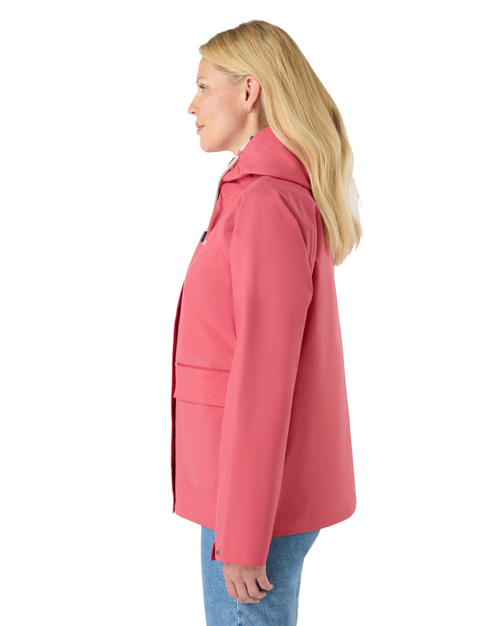 Sweet Raspberry Coloured Musto Womens Classic Shore Waterproof Jacket On A White Background 