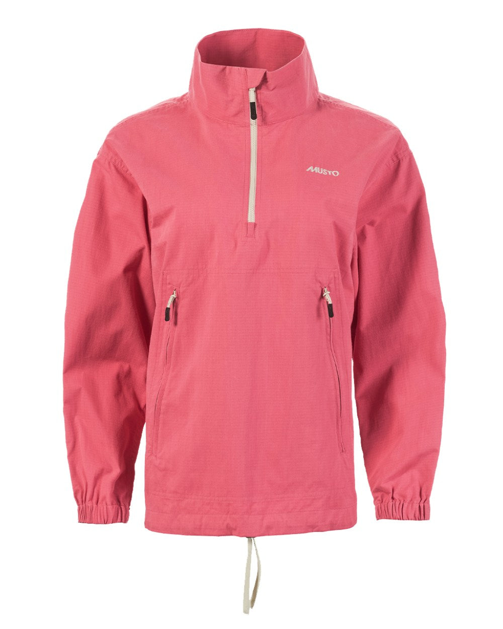 Sweet Raspberry Coloured Musto Womens Falmouth Anorak Jacket On A White Background 