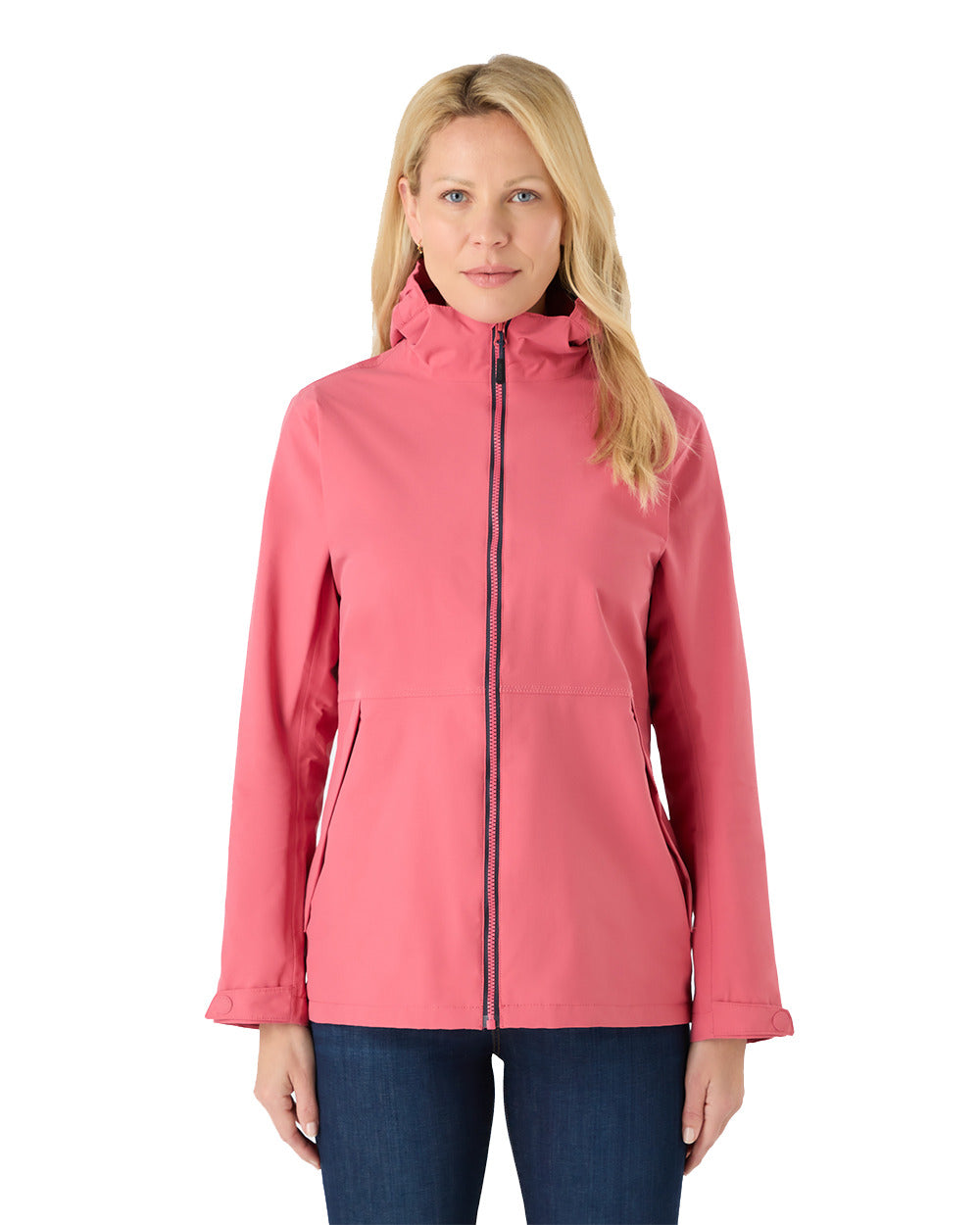 Sweet Raspberry Coloured Musto Womens Marina Rain Jacket On A White Background 