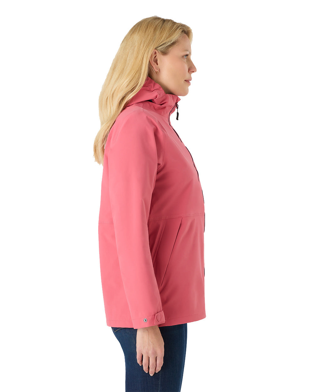 Sweet Raspberry Coloured Musto Womens Marina Rain Jacket On A White Background 