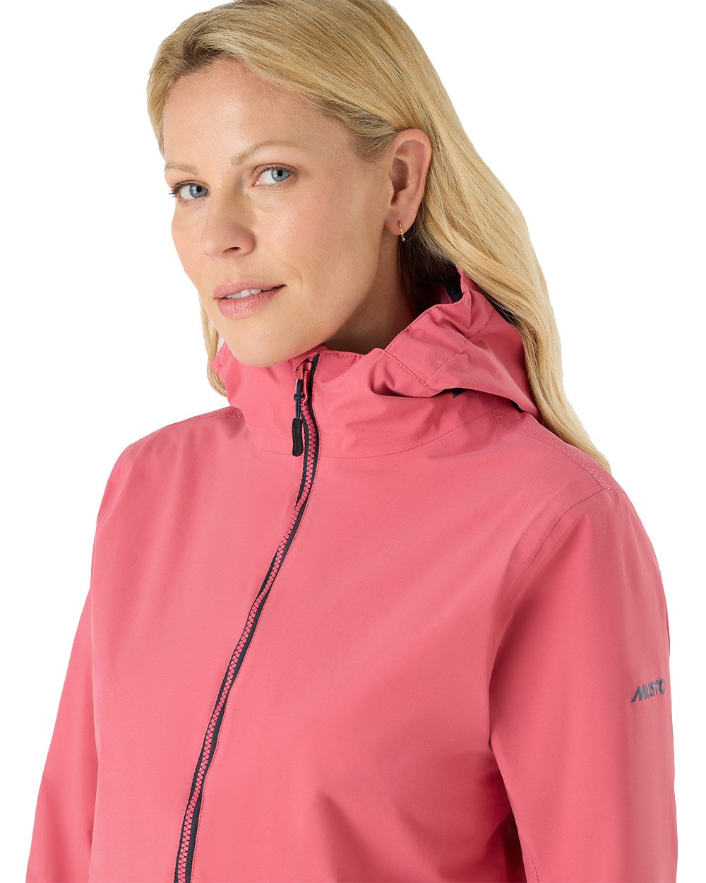 Sweet Raspberry Coloured Musto Womens Marina Rain Jacket On A White Background 