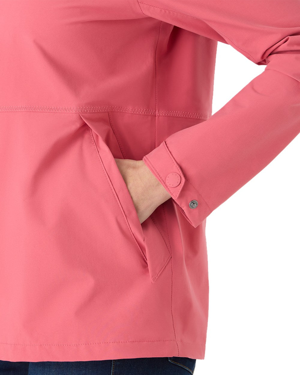 Sweet Raspberry Coloured Musto Womens Marina Rain Jacket On A White Background 