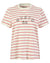 Sweet Raspberry/ASW Coloured Musto Womens Classic Striped Short Sleeve T-Shirt On A White Background #colour_sweet-raspberry-asw