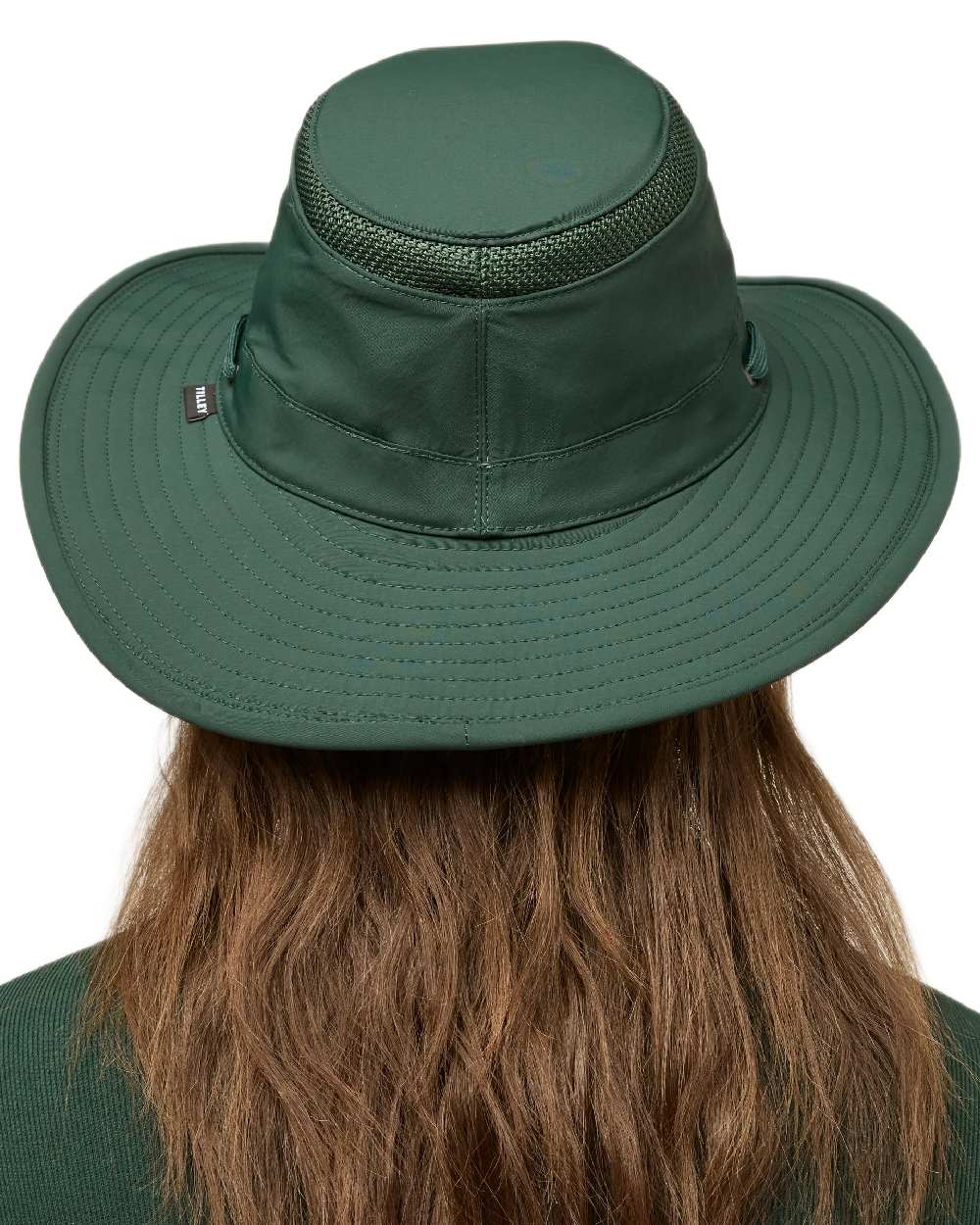Evergreen Coloured Tilley Airflo Broad Brim Sun Hat on white background 