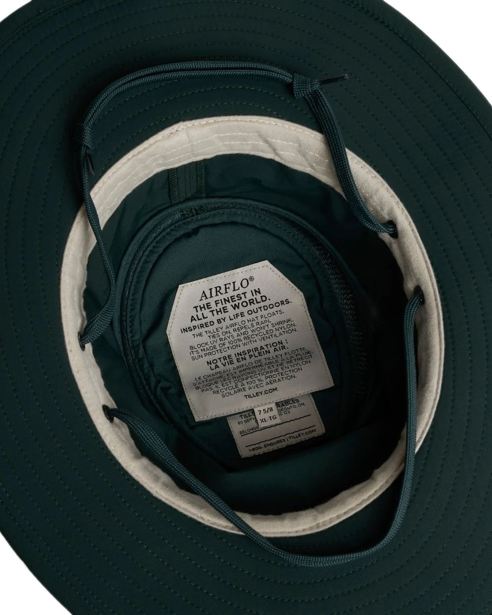 Evergreen Coloured Tilley Airflo Broad Brim Sun Hat on white background 