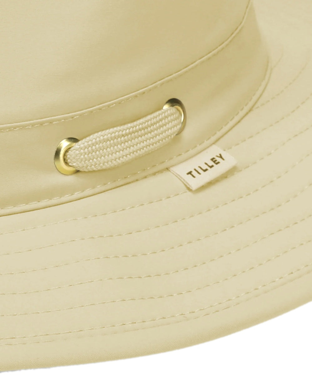 Khaki Olive Coloured Tilley Airflo Broad Brim Sun Hat on white background 