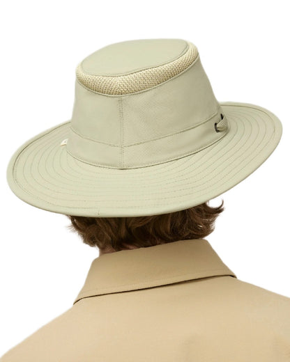 Light Sage Coloured Tilley Airflo Broad Brim Sun Hat on white background 