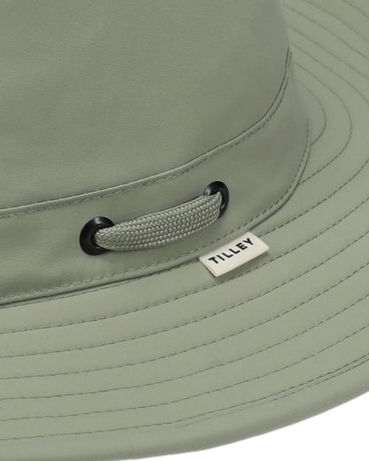Light Sage Coloured Tilley Airflo Broad Brim Sun Hat on white background 