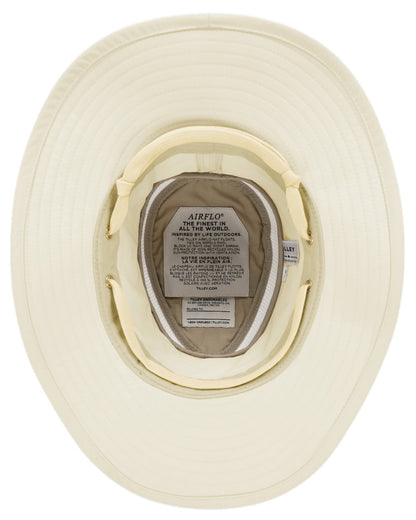 Light Stone Coloured Tilley Airflo Broad Brim Sun Hat on white background 