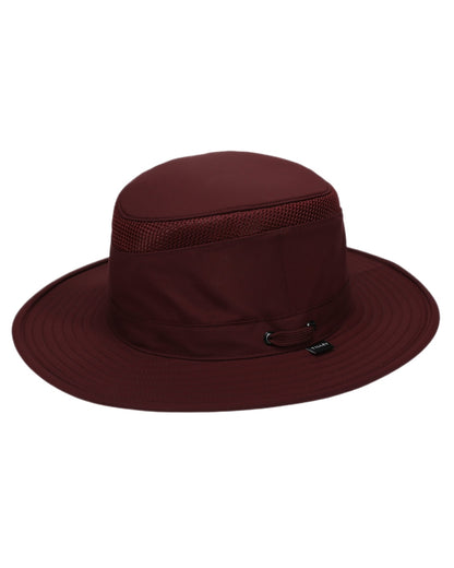 Mulberry coloured Tilley Hats Airflo Broad Brim Sun Hat  on white background 