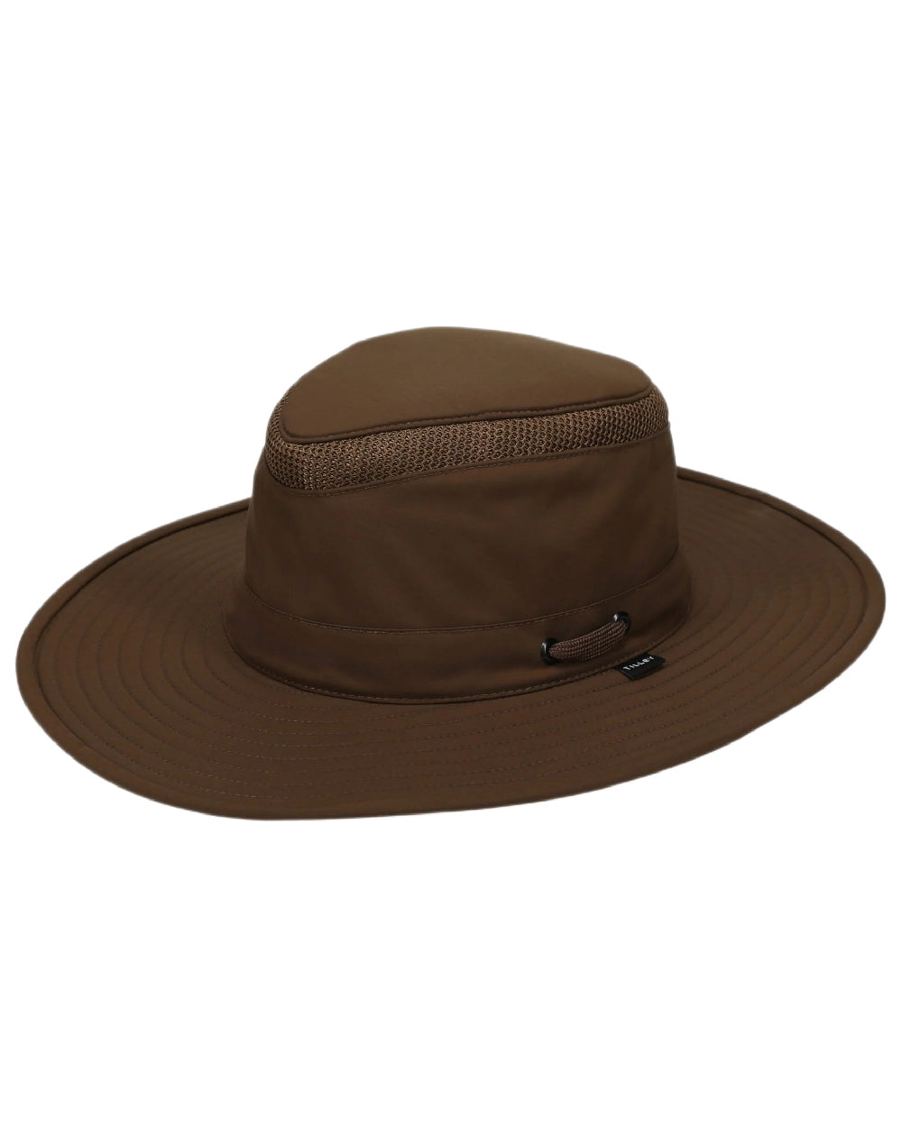 Peat coloured Tilley Airflo Broad Brim Sun Hat on white background 