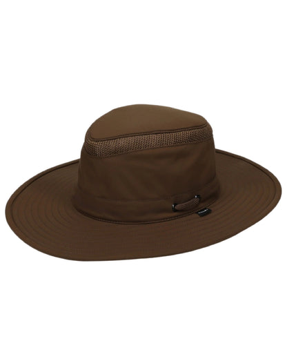 Peat coloured Tilley Airflo Broad Brim Sun Hat on white background 